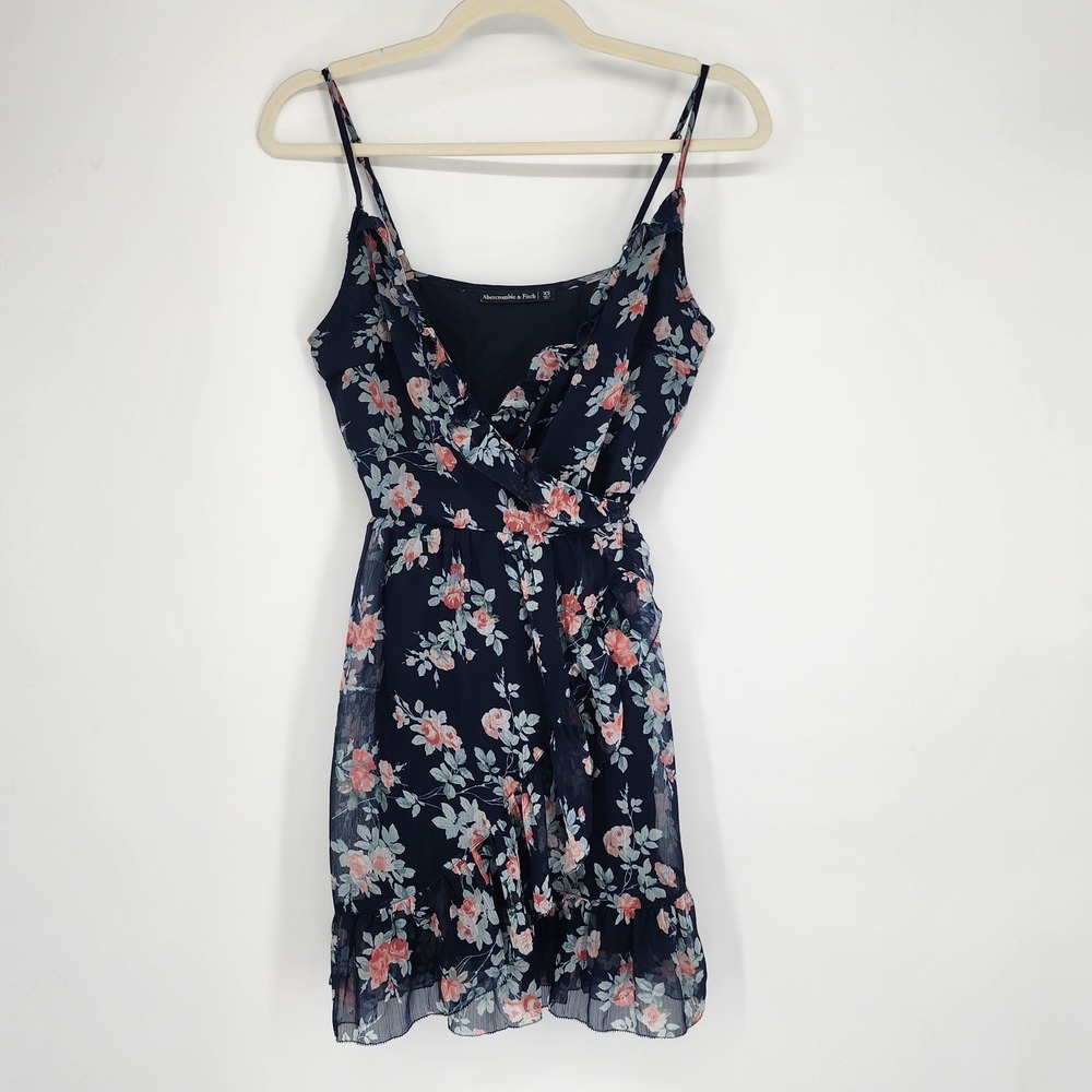 A&F Womens Wrapped Front Mini Dress XS Romantic Fairy Coquette Floral Summer